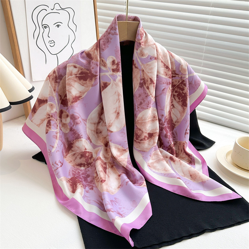 Scarf Silk Square - Retro 90cm baskılı büyük kare eşarp