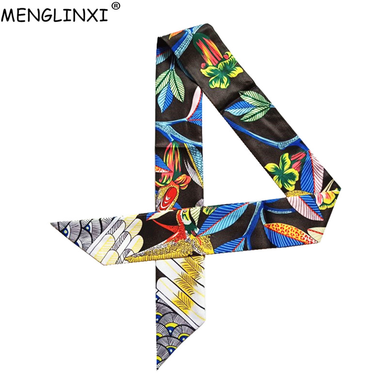 Ascot Neck Scarf - Lüks marka Hummingbird baskı sıska ipek